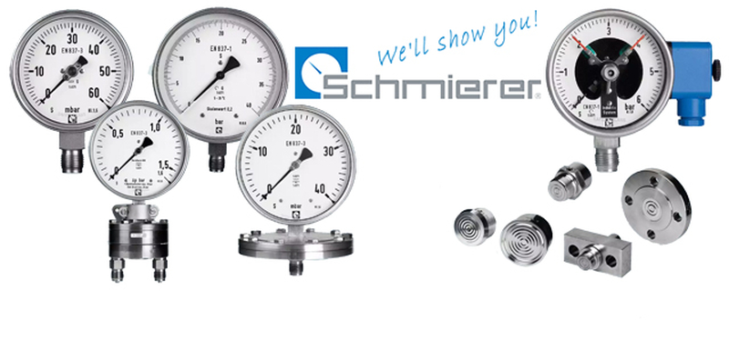 Schmierer GmbH, Schmierer SEA, Pressure gauges, Temperature gauges, Pressure gauges for petrochemical industry, Pressure gauges for chemical industry, Pressure gauges for pharmaceutical industry, Pressure gauges for food industry, Bourdon tube pressure gauges, Diaphragm pressure gauges, Capsule pressure gauges, Differential pressure gauges, Test pressure gauges, Diaphragm seals, Pointer dampening, Pressure transmitter, Differential pressure transmitter, Gas-filled dial thermometers, Bimetal thermometers, Machinery thermometers, Thermometer protection tubes, Thermowells