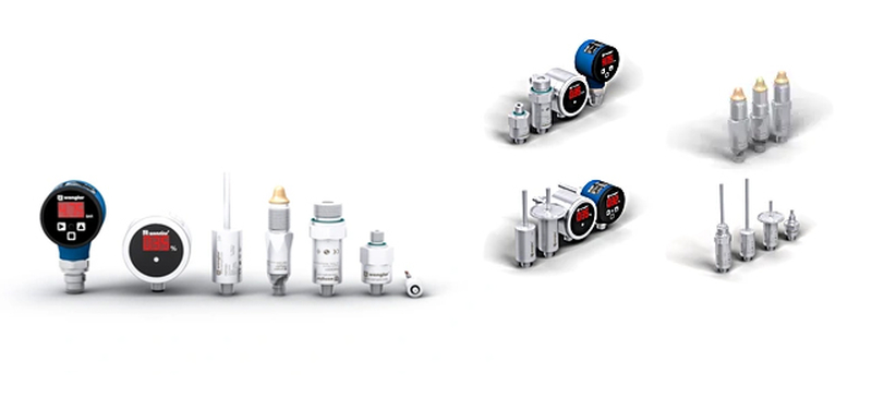 Pressure sensors, flow sensors, temperature sensors, and fill-level sensors.