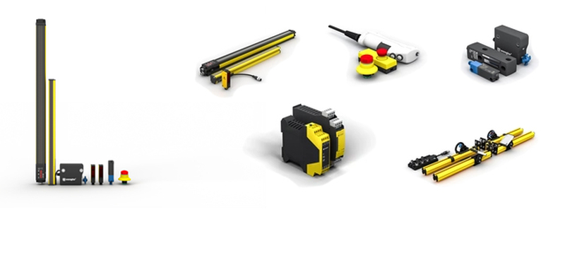 Electro-sensitive protective equipment, command devices, safety guards, safety relays and analysis modules, and muting sets.